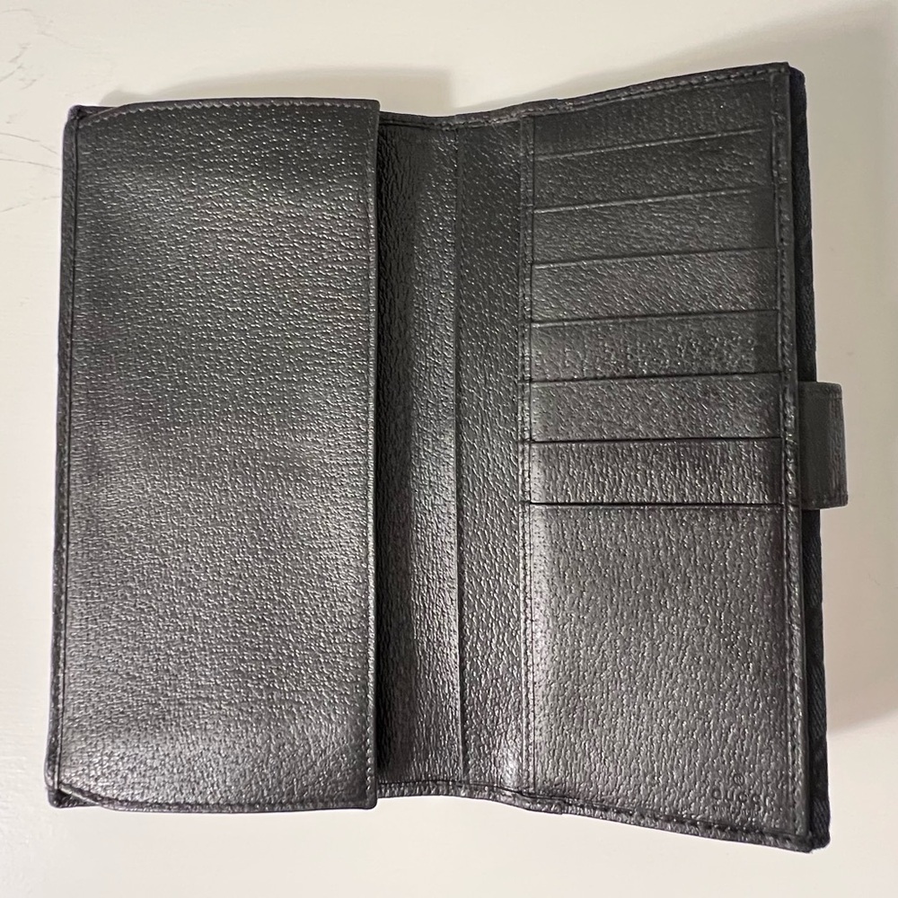 Authentic Gucci Black Eclipse Long Wallet Canvas & Leather *AMAZING CONDITION* - Picture 12 of 16